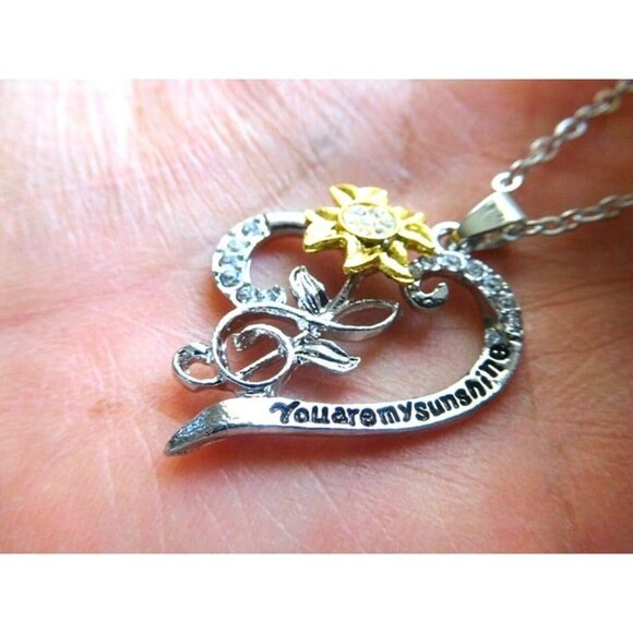 1 PC NEW SUNFLOWER FLOWER Necklace Music Note You Are My Sunshine Daisy Love - Picture 8 of 10